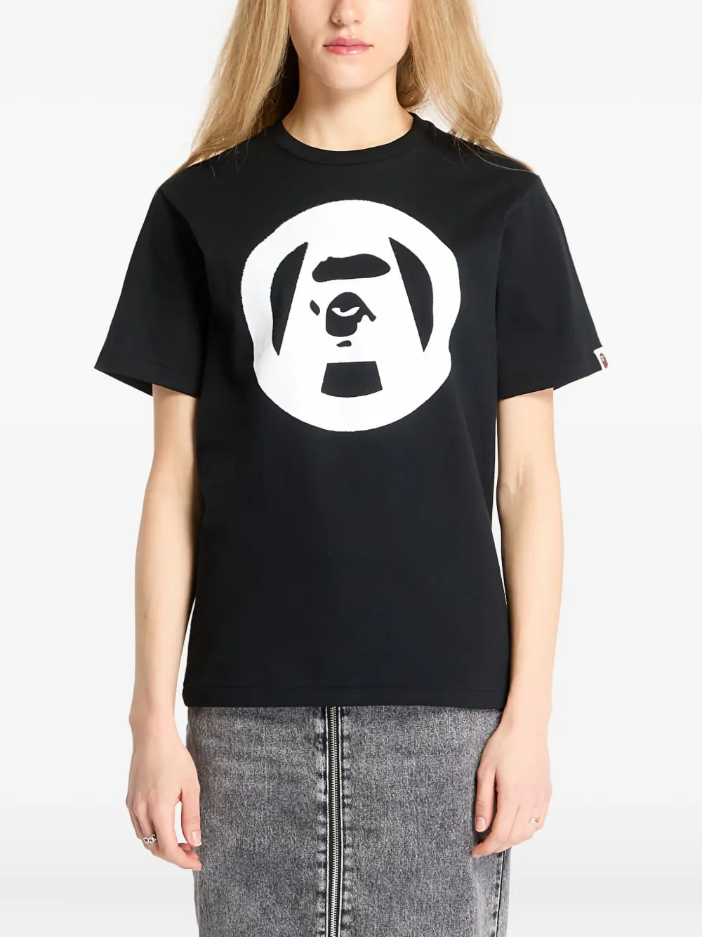 A BATHING APE Stencil Circle Ape-Face T-shirt Zwart