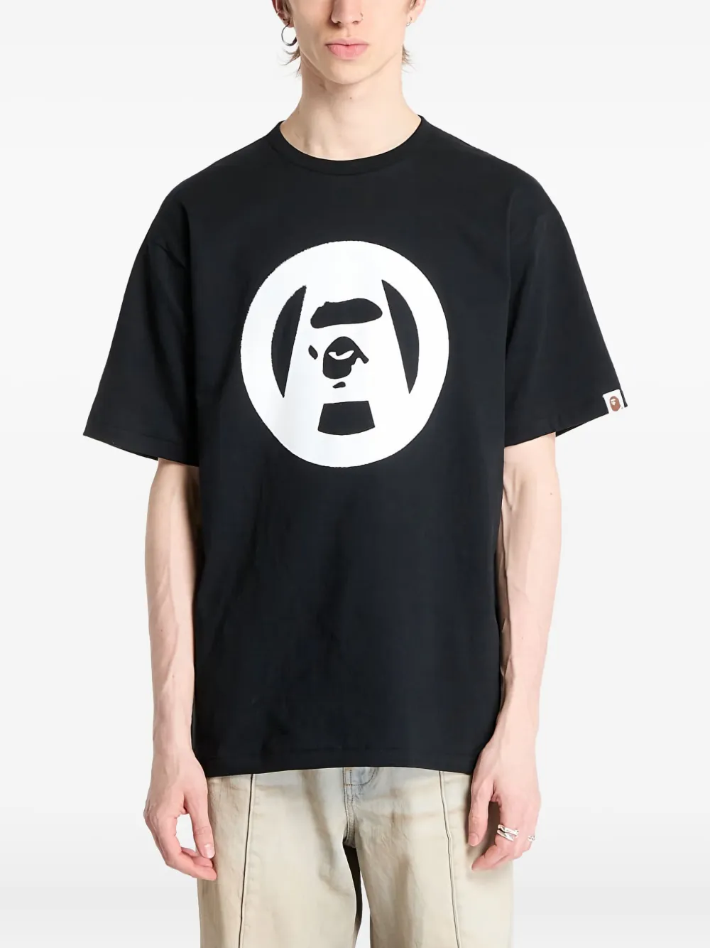 A BATHING APE Stencil Circle Ape-Face T-shirt Zwart