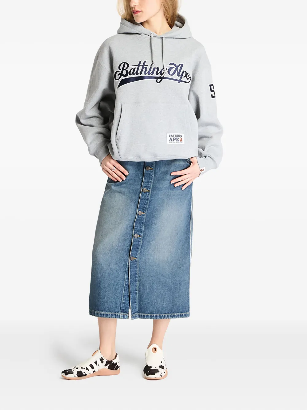 A BATHING APE Hoodie met logo Grijs