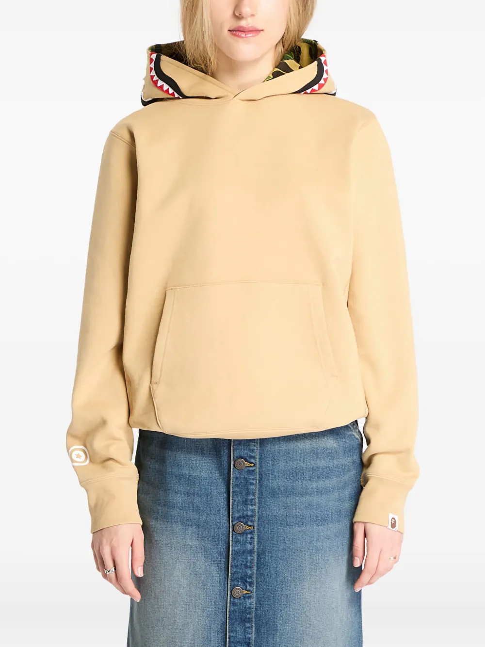 A BATHING APE ABC Camo sweater met capuchon en haaienpatroon Beige