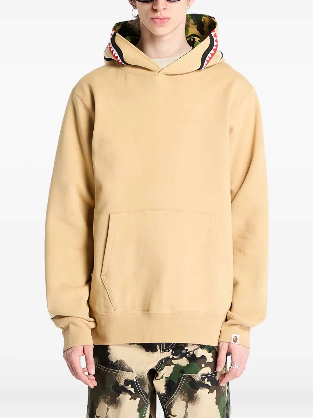A BATHING APE ABC Camo sweater met capuchon en haaienpatroon Beige