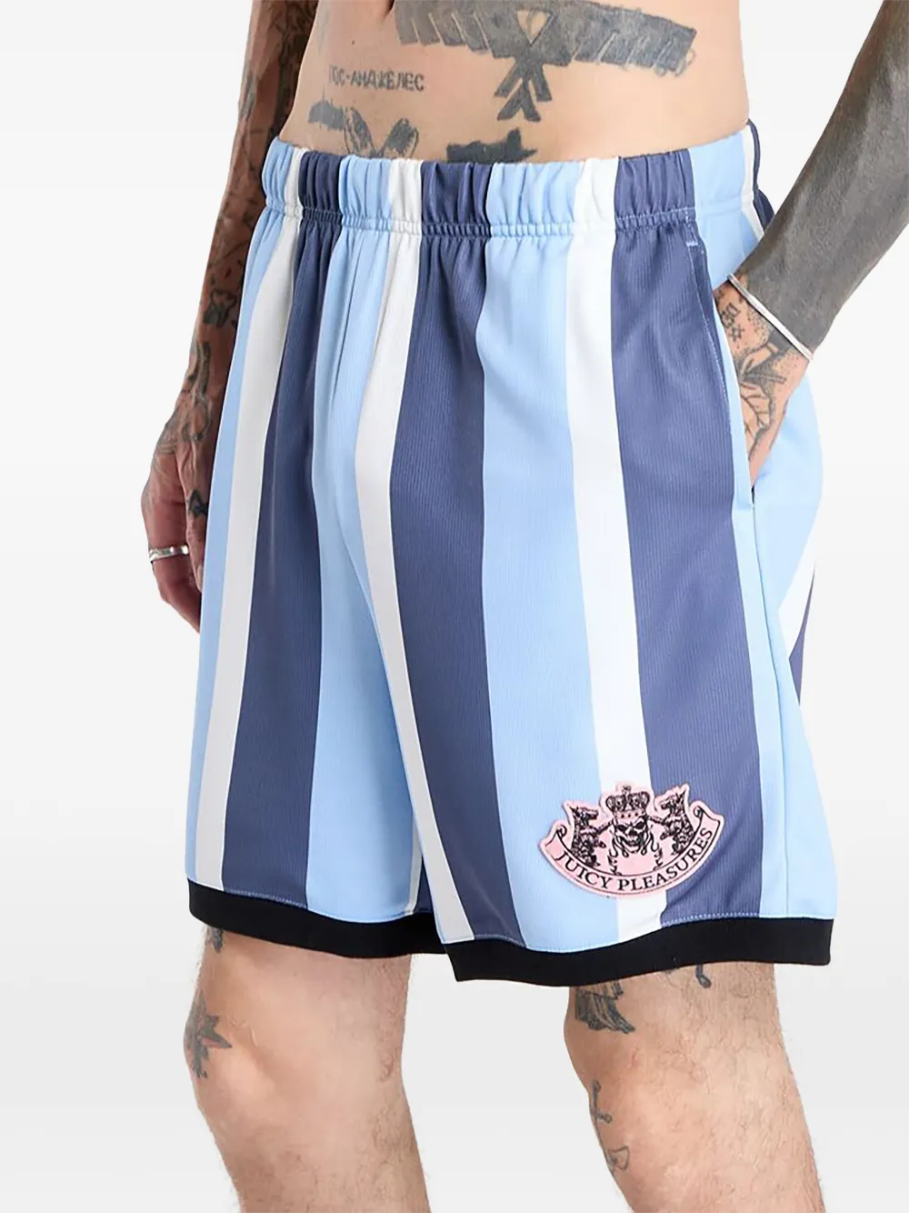 Pleasures Shorts met gestreepte vlakken Blauw