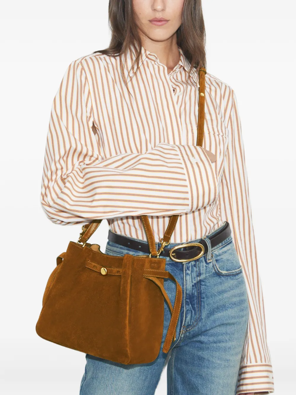 Tory Burch Romy Suede Bucket Bag In Brown