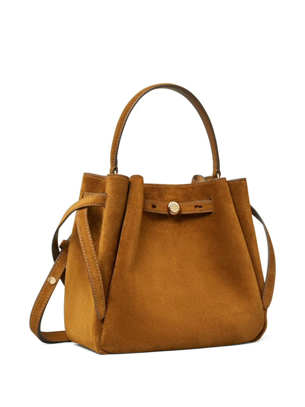 Tory Burch Romy Suede Bucket Bag In Brown
