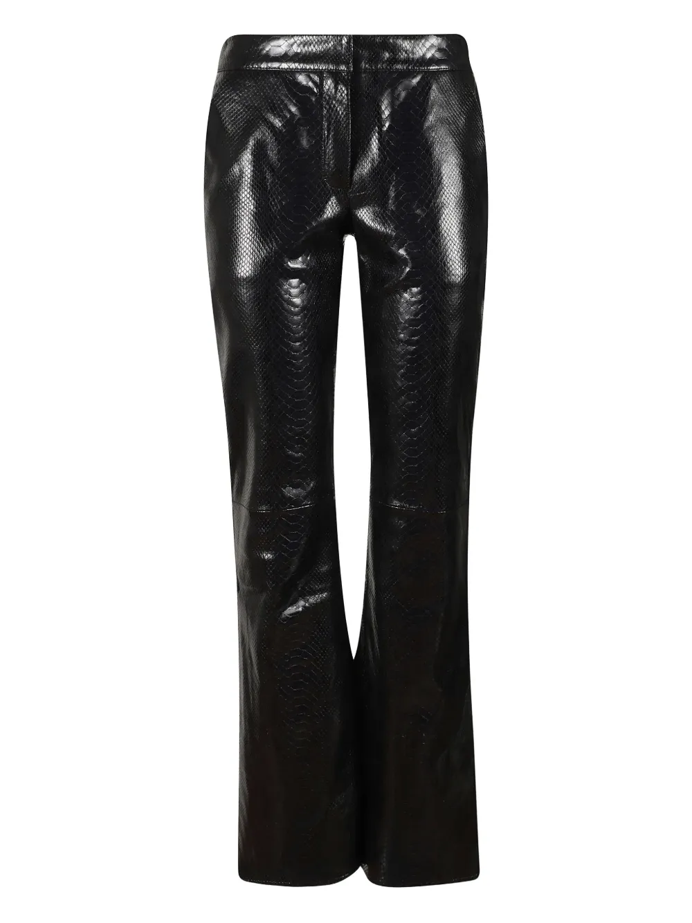 The New Arrivals Ilkyaz Ozel Lenny Snakeskin-pattern Trousers In Black