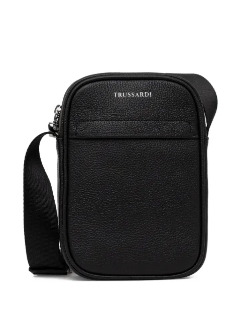 Trussardi pebbled-leather messenger bag