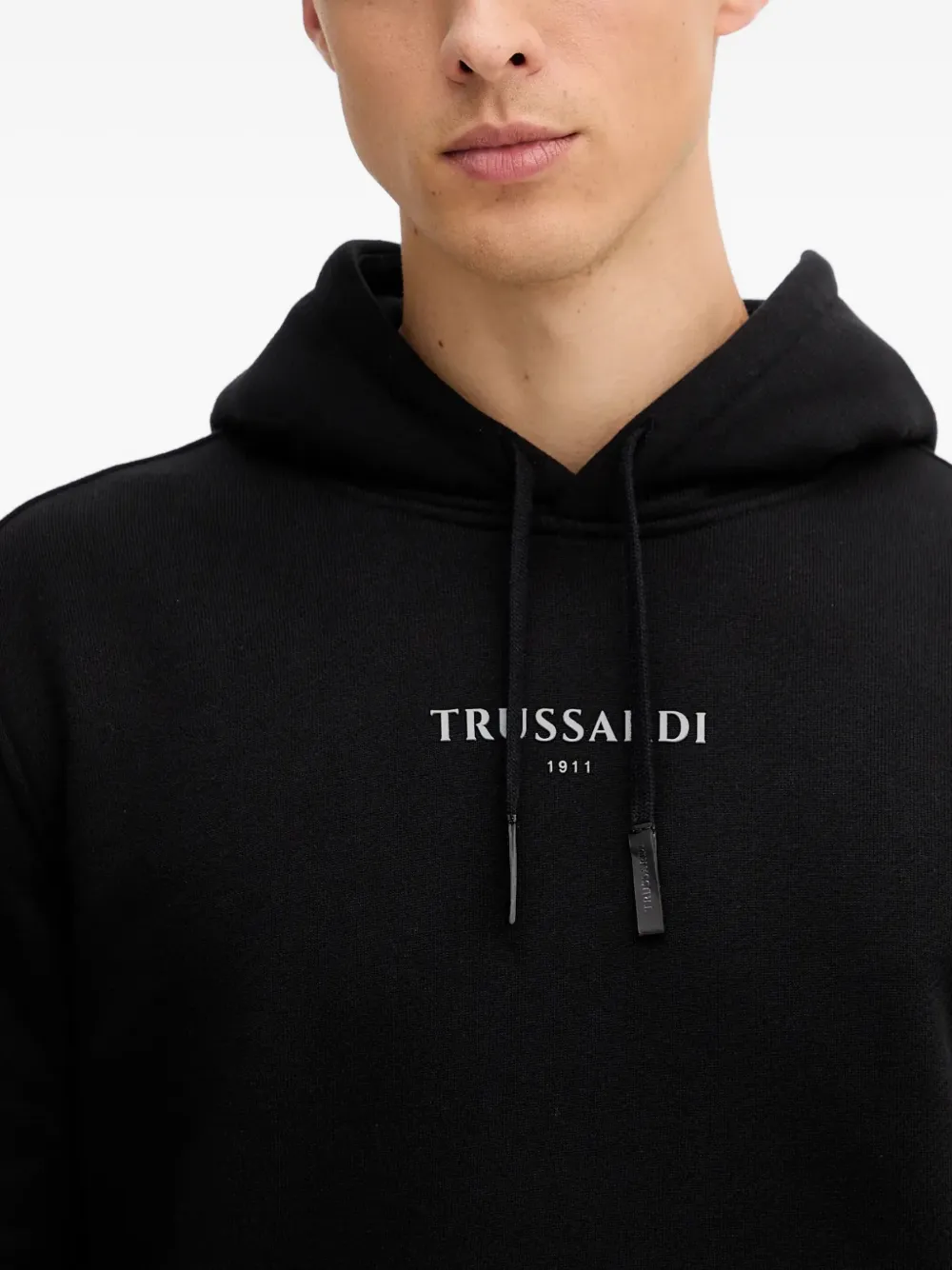 Trussardi logo-embroidered hoodie Zwart