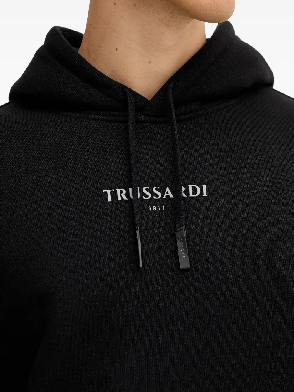 Trussardi logo-embroidered hoodie Zwart