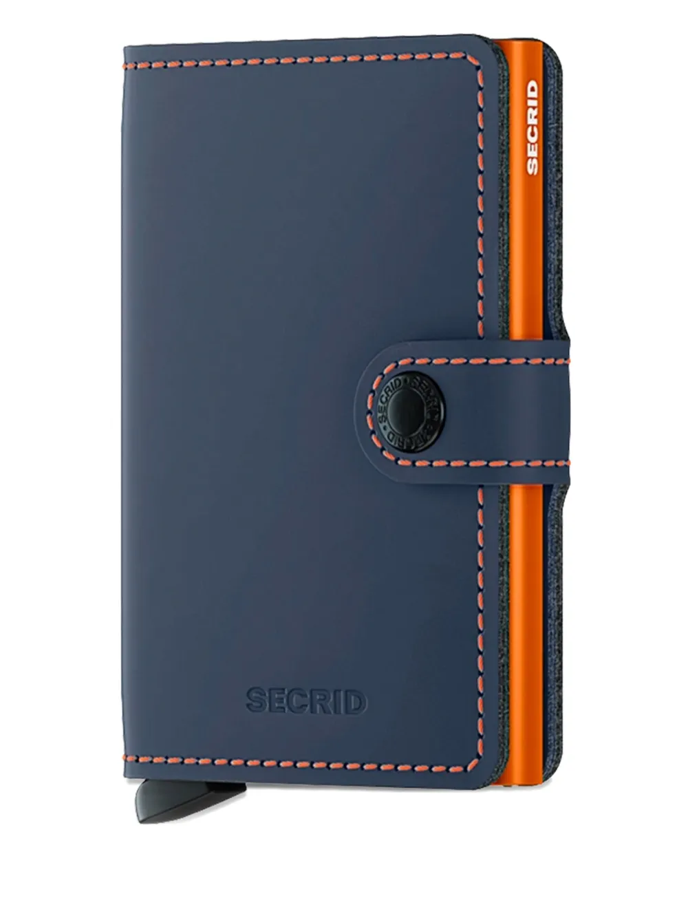 Secrid Leren pasjeshouder met oranje detail Blauw
