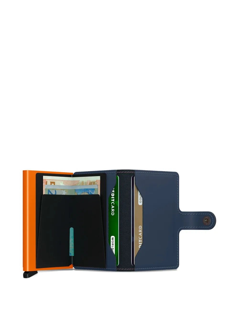 Secrid Leren pasjeshouder met oranje detail Blauw