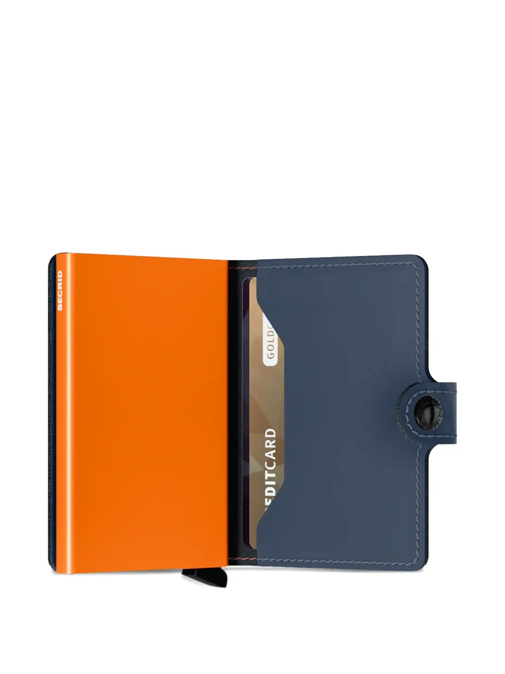 Secrid Leren pasjeshouder met oranje detail Blauw