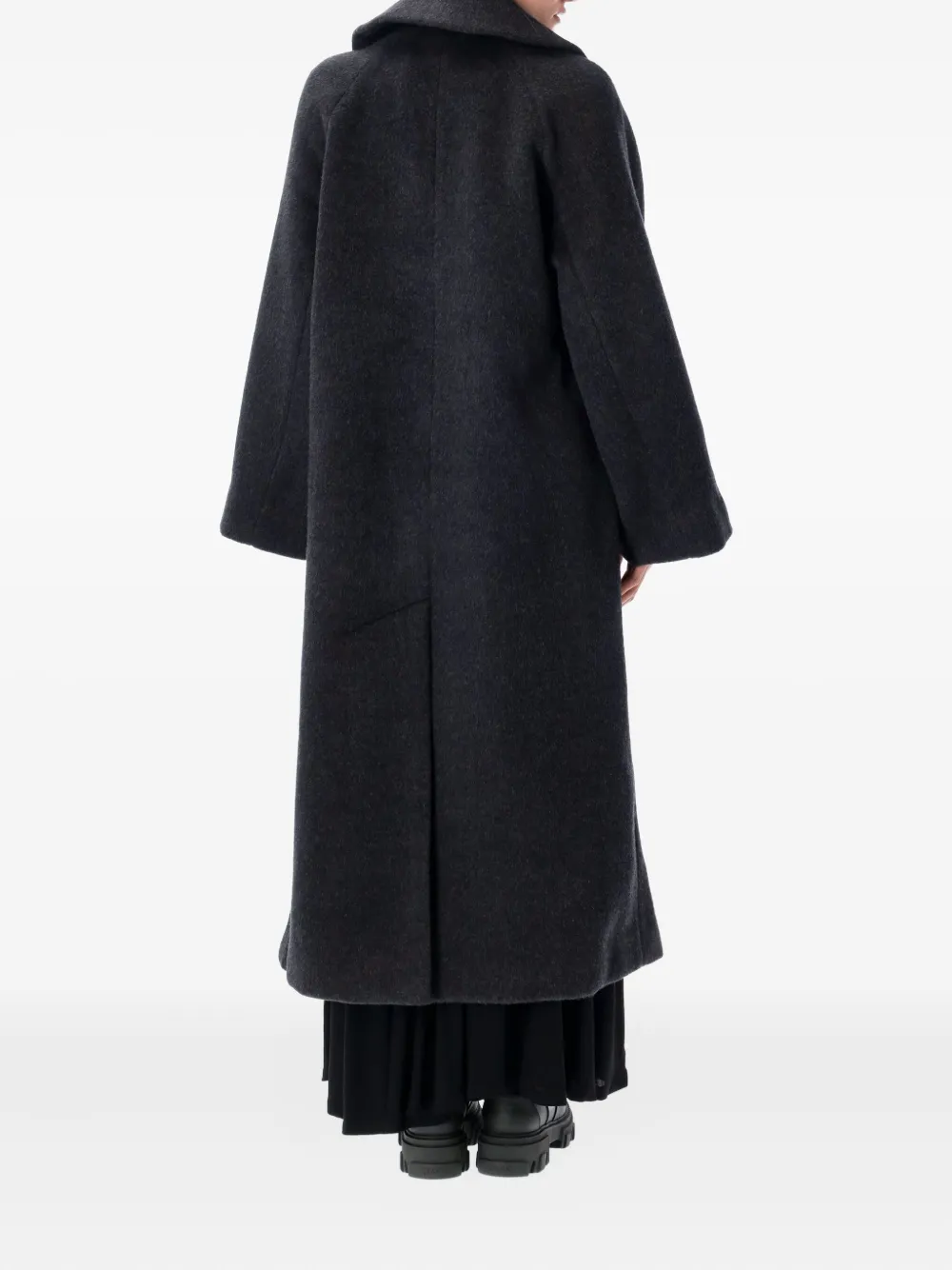 Ganni Double-face Wool Lace-up Coat In Black
