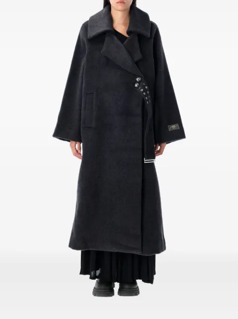 GANNI double-face wool lace-up coat