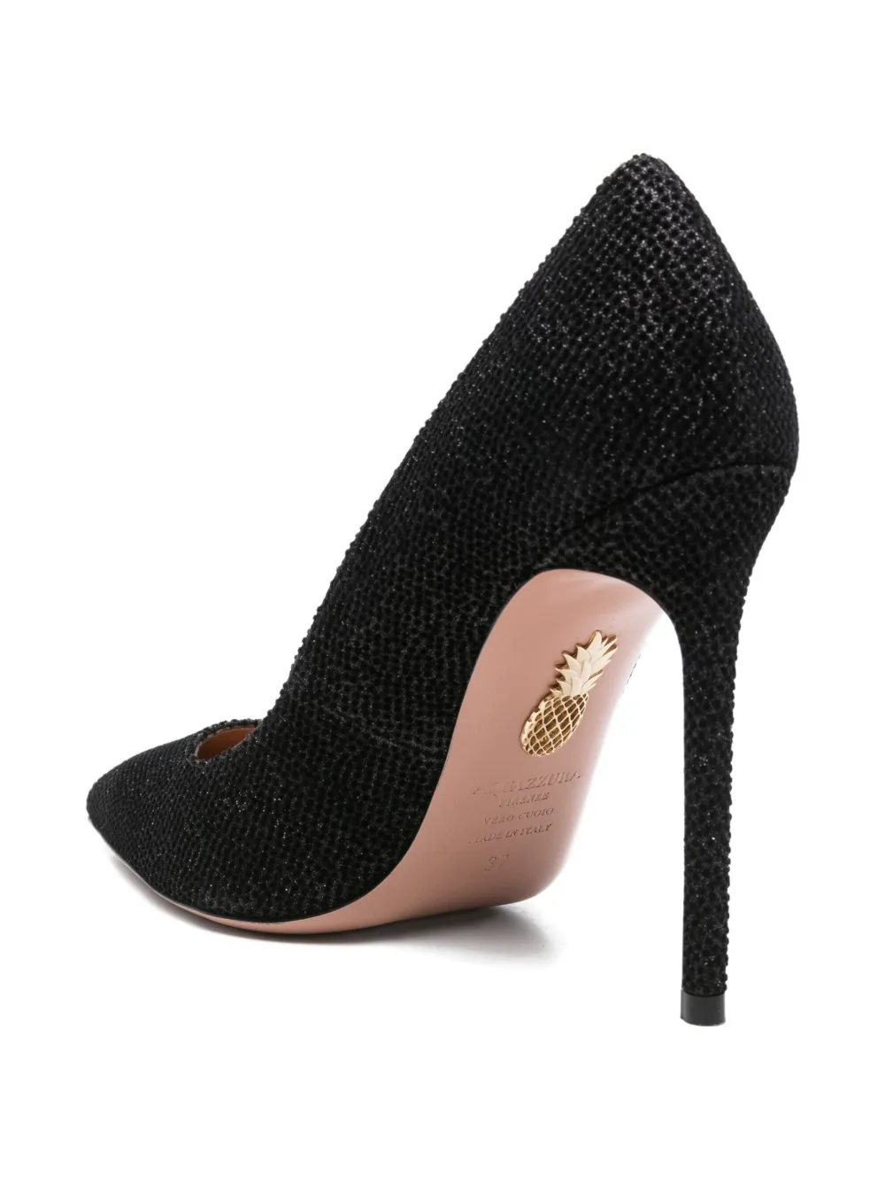 Aquazzura 110mm pointed-toe glitter pumps Black