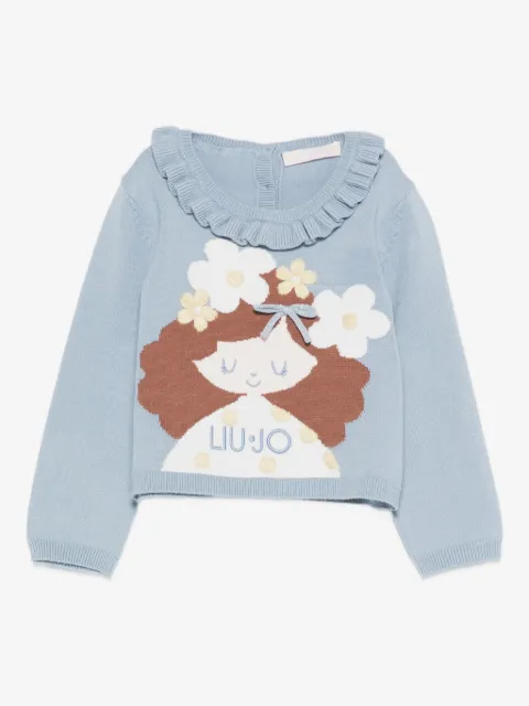 LIU JO girl-applique ruffled sweater