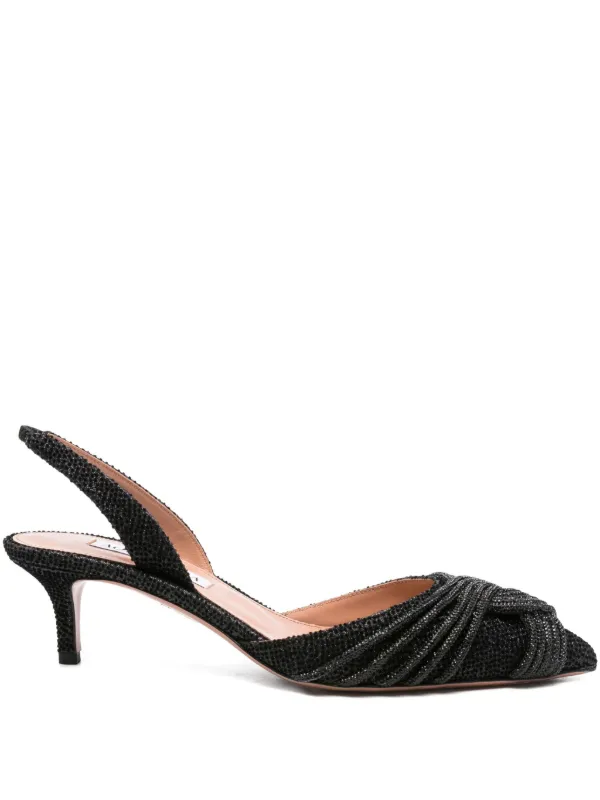 Aquazzura 60mm Beaded Slingback Heeled Pumps in Black