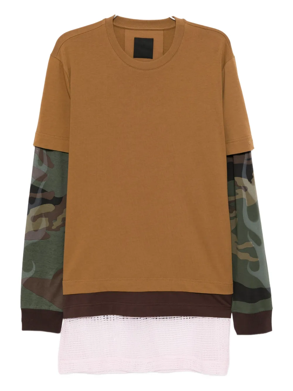 Givenchy Embroidered-logo Layered T-shirt In Brown
