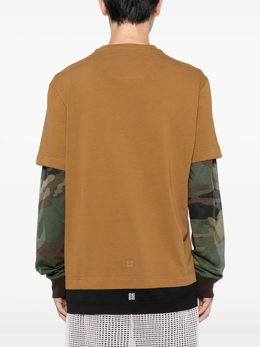 Givenchy Embroidered-logo Layered T-shirt In Brown