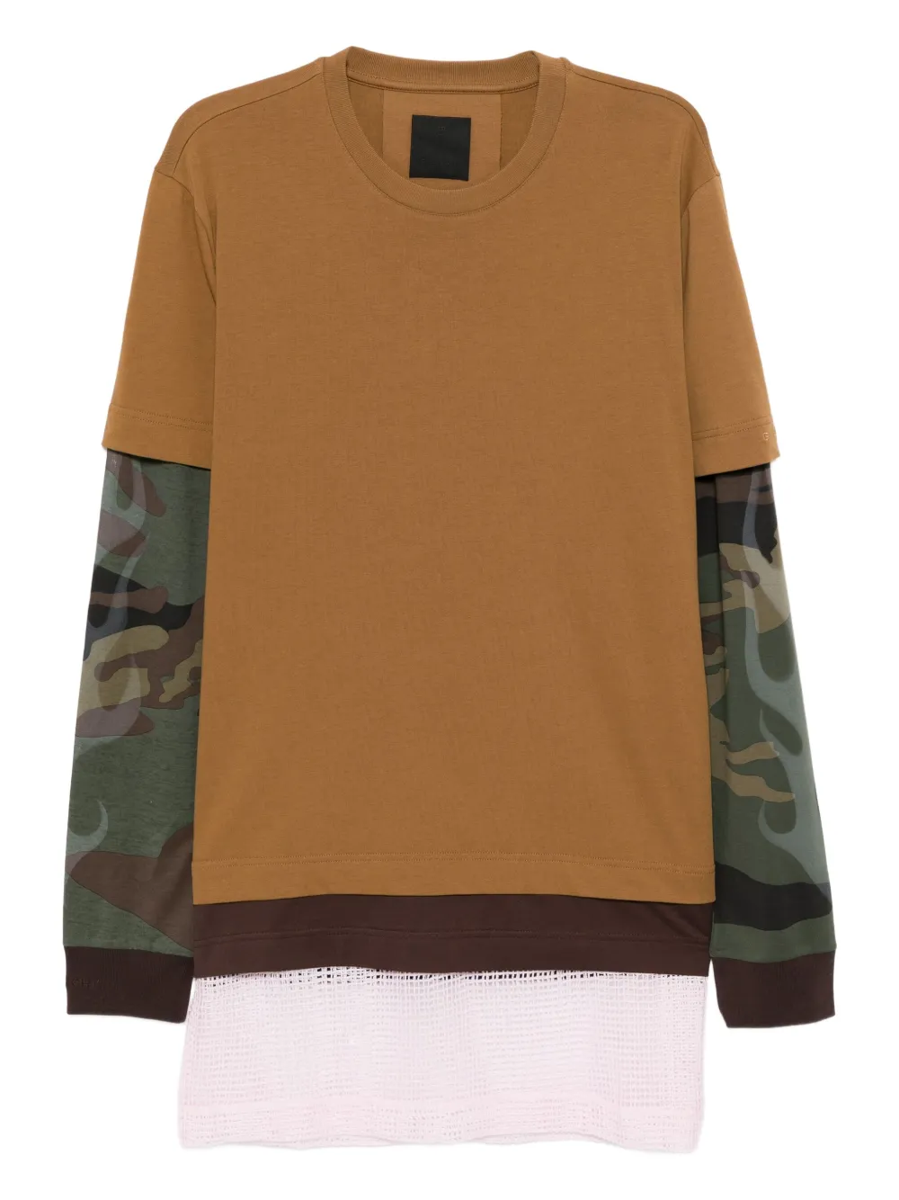 Givenchy embroidered-logo layered T-shirt | Brown | Image 1