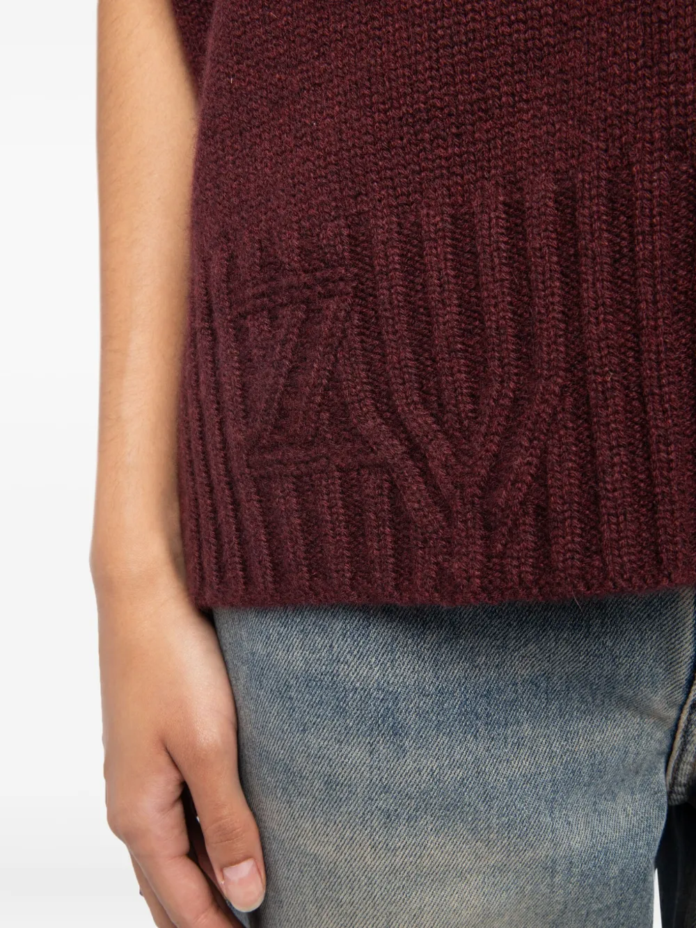 Zadig & Voltaire Womens Maddy Sleeveless Cashmere Jumper Burgundy In Brown