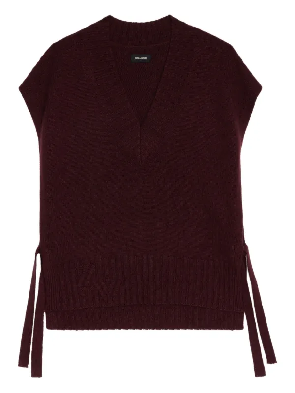 Zadig&Voltaire V-neck side-tie Vest Red FARFETCH PT