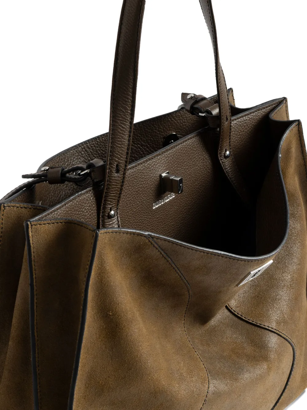 Zadig&Voltaire Suède shopper met gewelfd detail Bruin