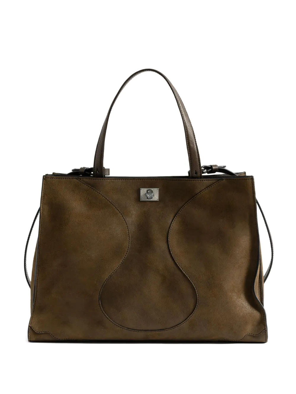 Zadig&Voltaire curved-detail suede tote bag | Brown | Image 1