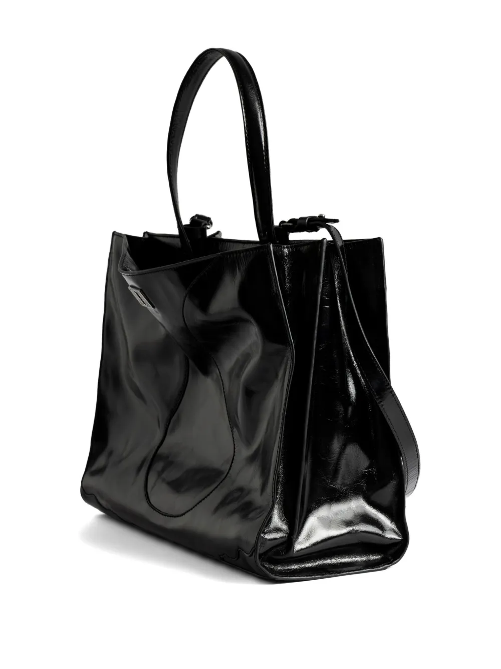 Zadig & Voltaire Jack Vintage Patent-leather Tote Bag In Black