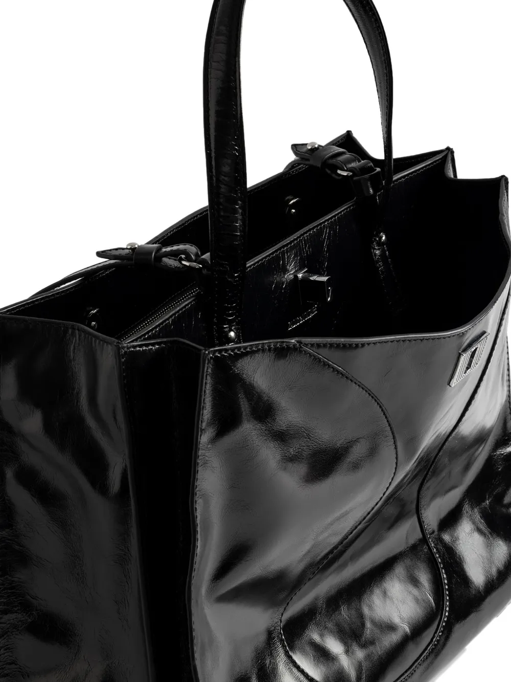 Zadig & Voltaire Jack Vintage Patent-leather Tote Bag In Black