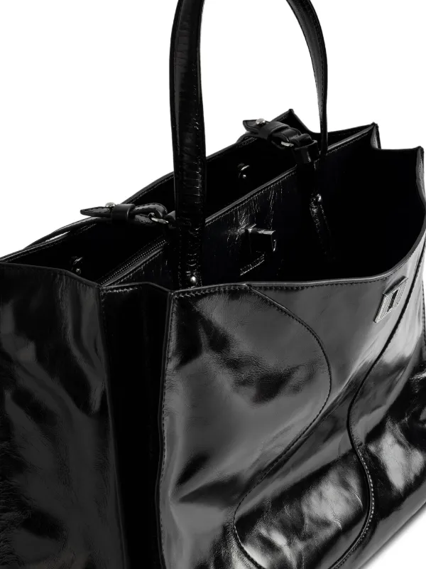 Zadig&Voltaire Jack Vintage patent-leather Tote Bag | Black | FARFETCH