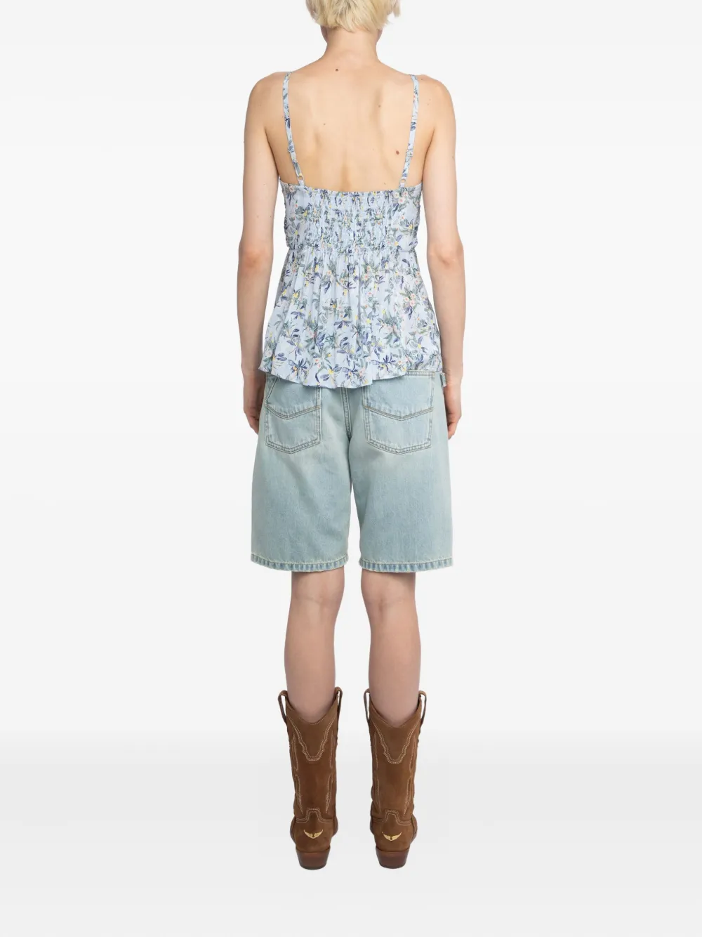 Zadig&Voltaire Cippie gesmockte top met bloemenprint Blauw