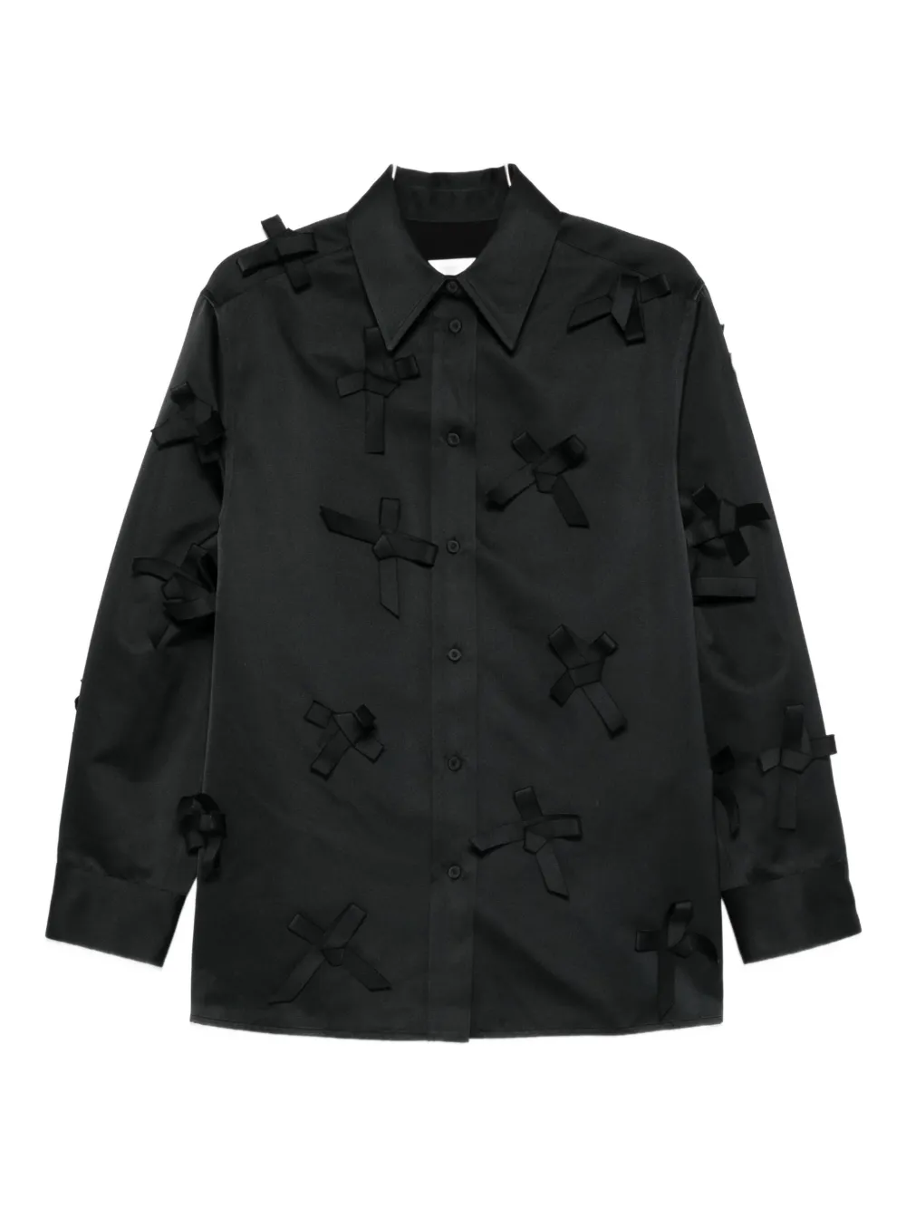 Jil Sander Bow Embellished Button-down Shirt In Black
