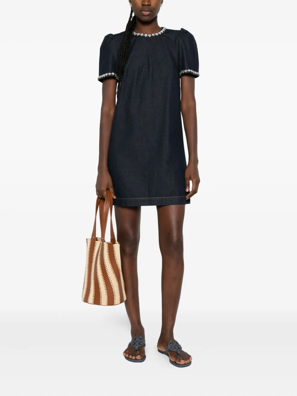ZIMMERMANN Verfraaide denim mini-jurk - Blauw