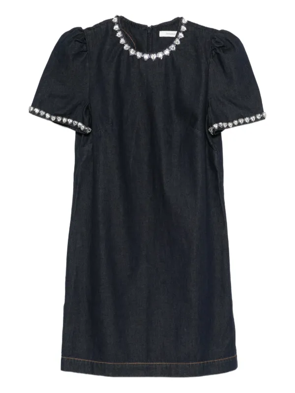 ZIMMERMANN Embellished Denim Mini Dress | Blue | FARFETCH