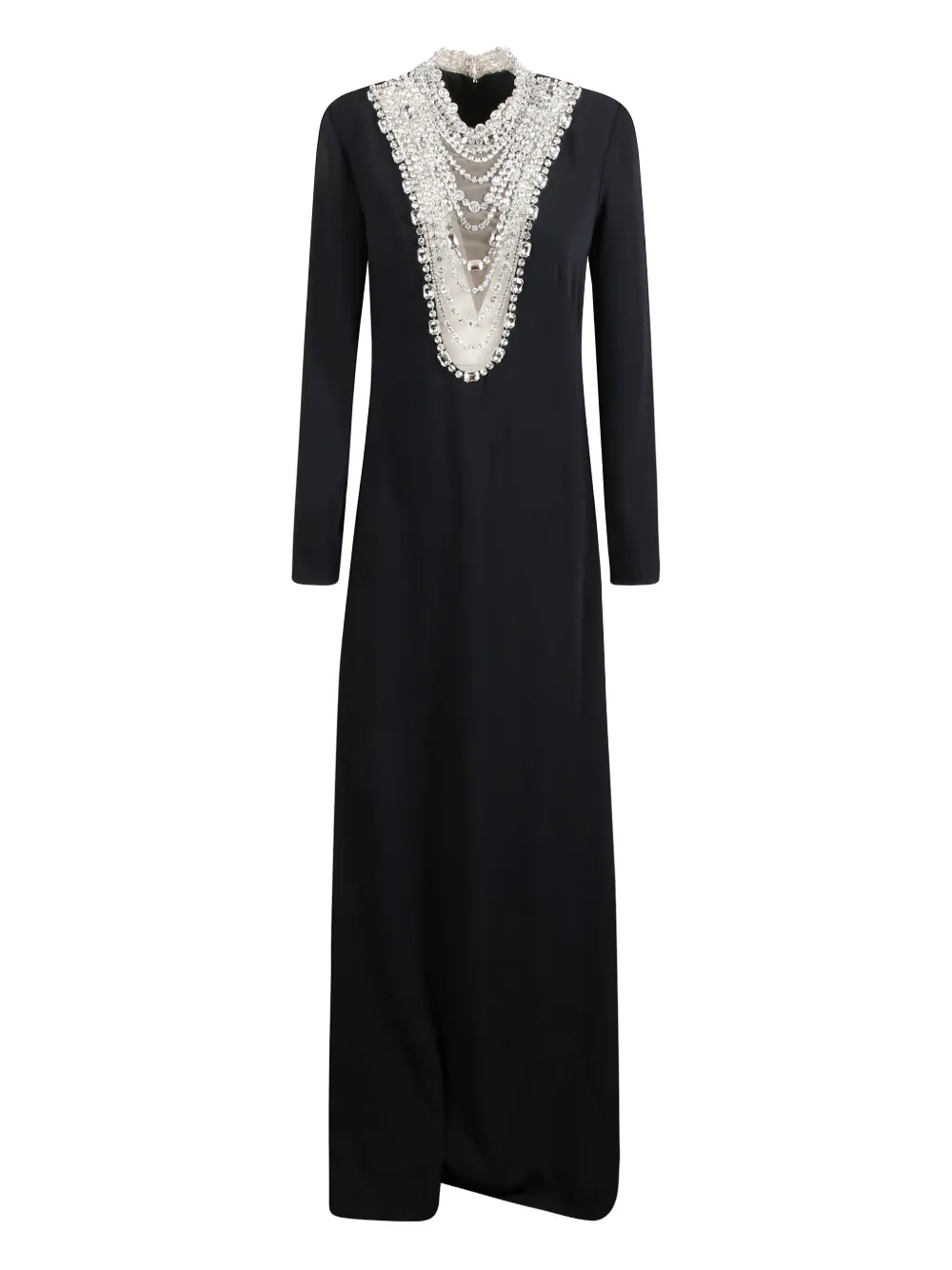 Costarellos Dellana Crystal-embellished Long-sleeve Maxi Dress In Black