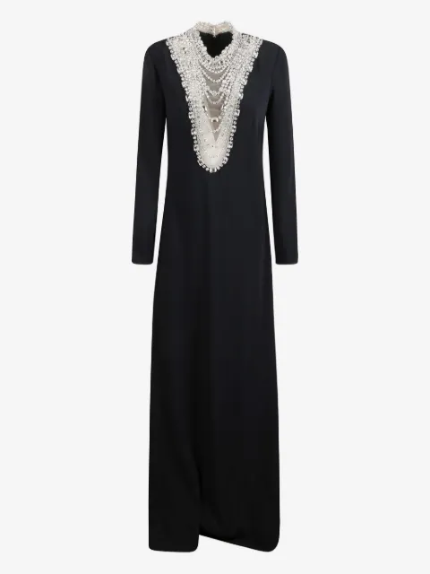 Costarellos Dellana crystal-embellished long-sleeve maxi dress