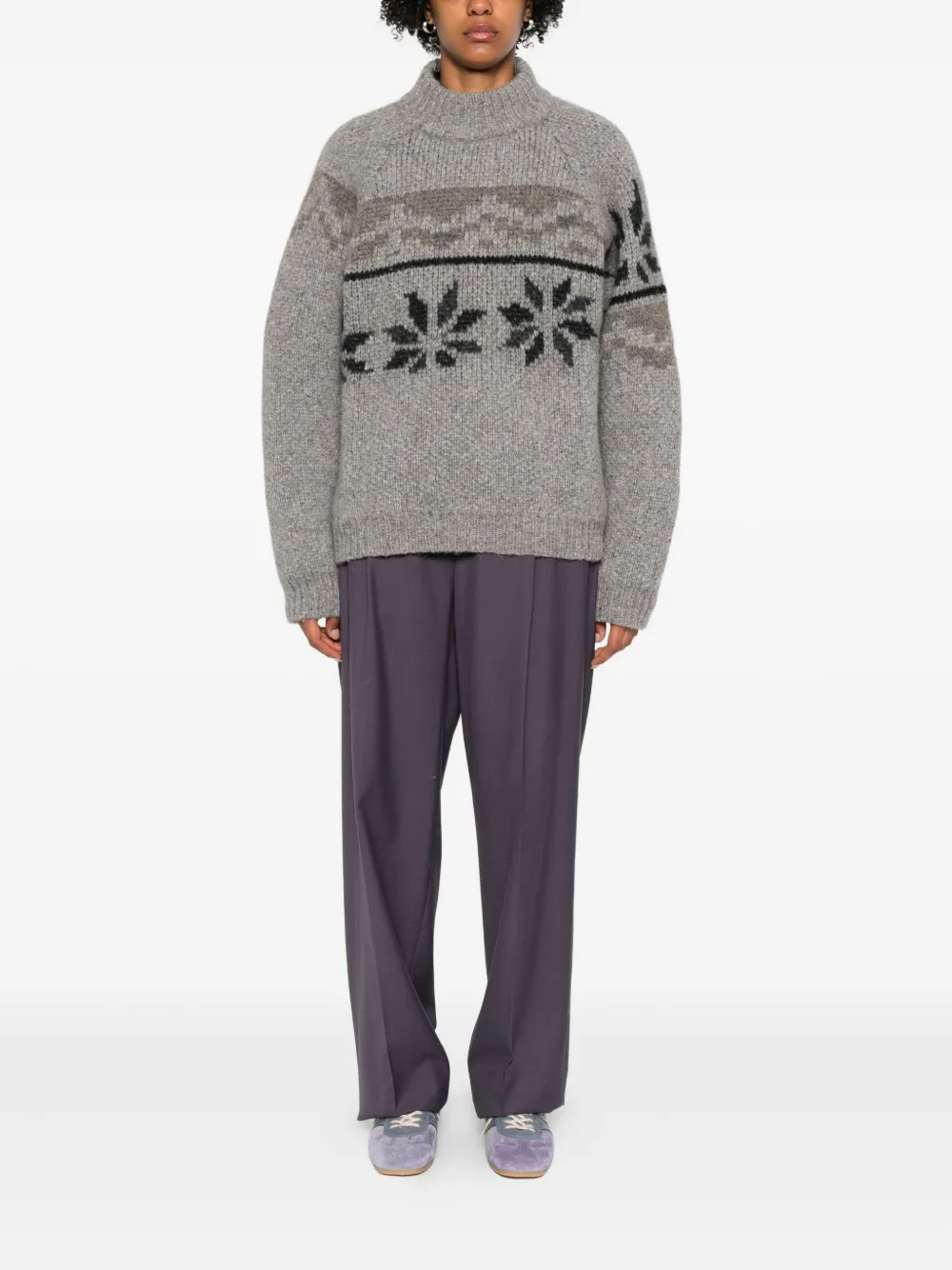 Magliano Trui met bloemenprint en gedrapeerde hals Grijs