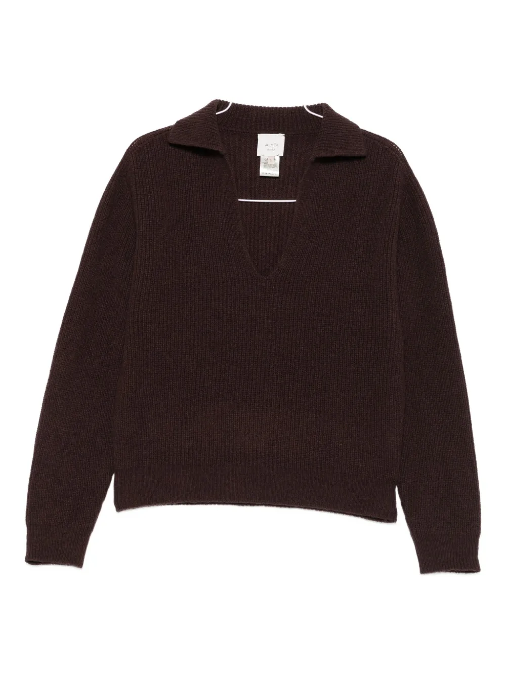 Alysi Wool Polo Sweater In Brown