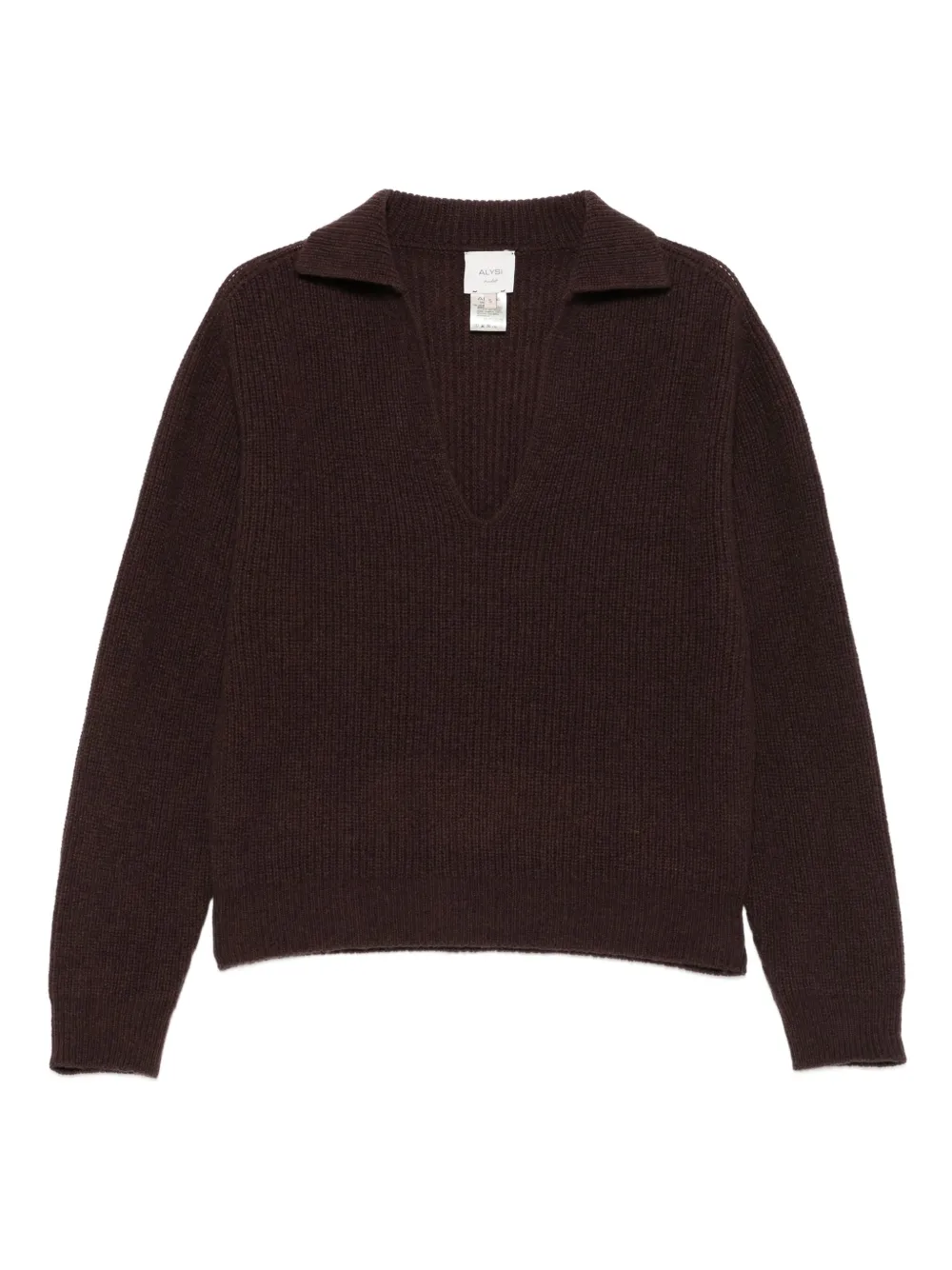 Alysi jersey de canalé con cuello de polo | marrón | Image 1