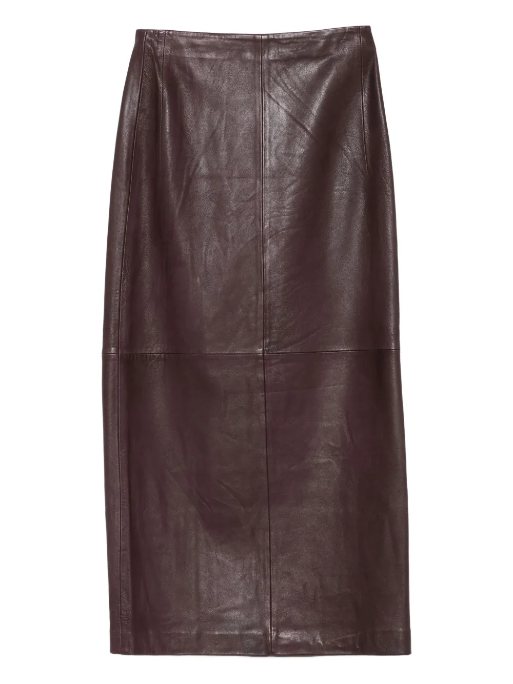 Alysi leather side-split long skirt - Rood