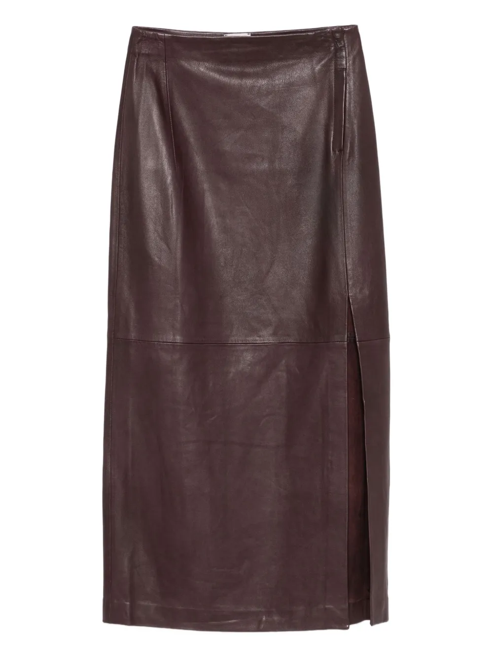 Alysi leather side-split long skirt | Red | Image 1