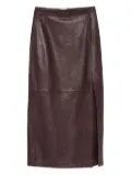Alysi leather side-split long skirt - Red