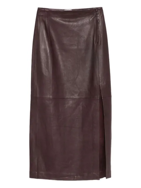 Alysi leather side-split long skirt