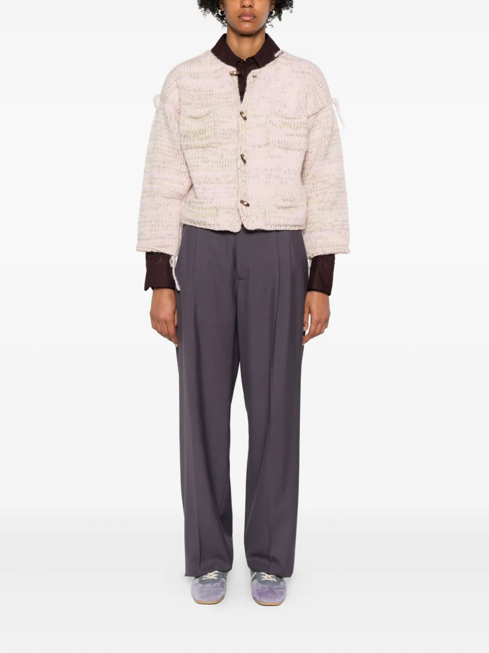 Magliano Plooibroek met ritsdetail Paars