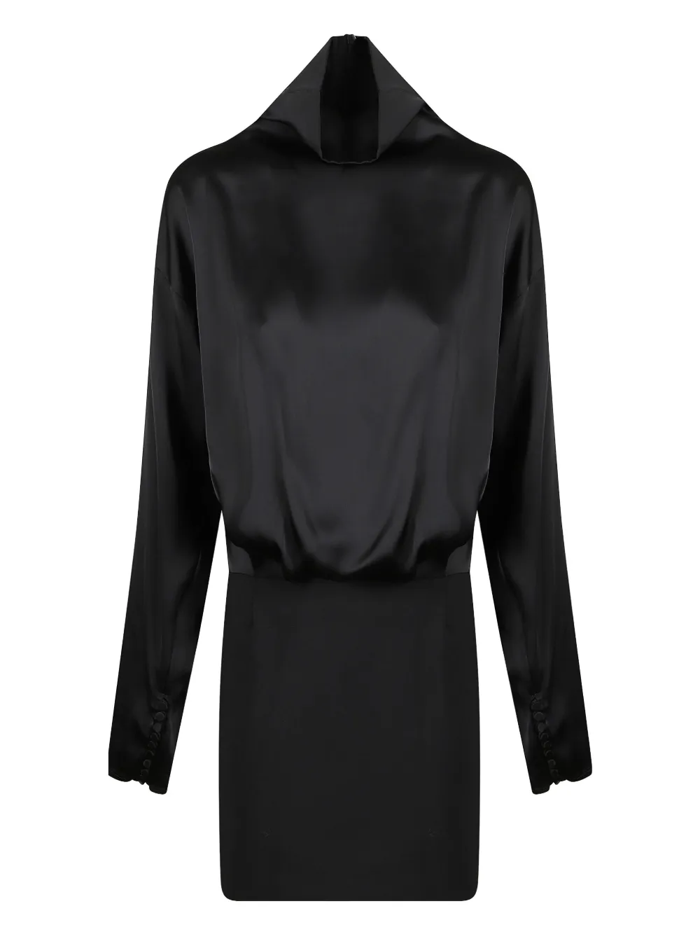 DONDUP high-neck long-sleeve mini dress - Nero