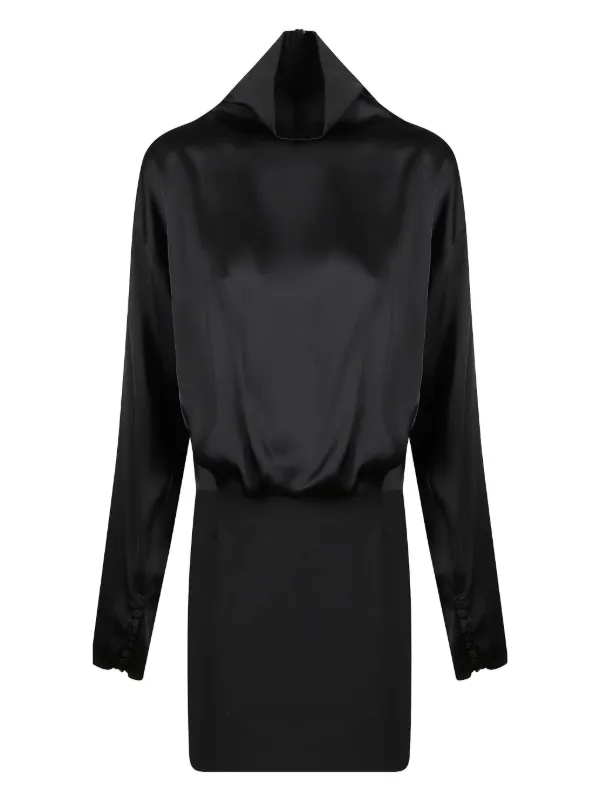 black satin high neck mini dress Sabrina I Navy I Final Sale – Zoë Ltd