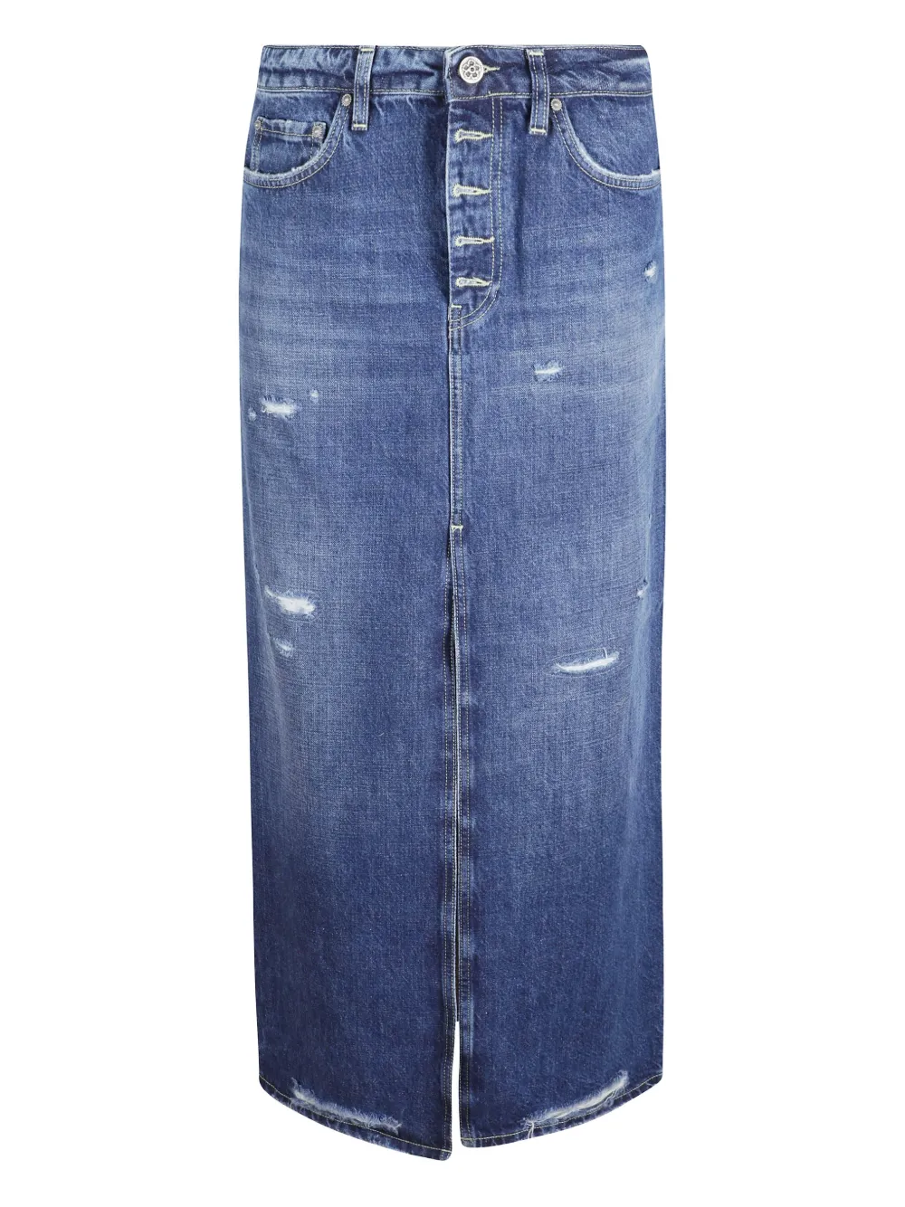 Dondup Distressed Denim Skirt In Blue