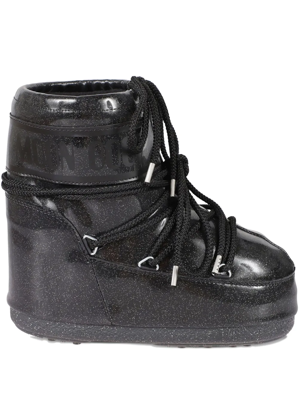 Moon Boot Lace-up Glitter Boots In Black