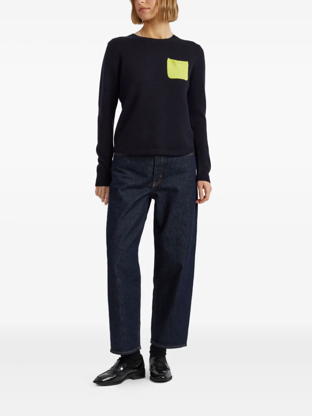 Chinti & Parker Pocket-detail Long-sleeves Sweater In Blue