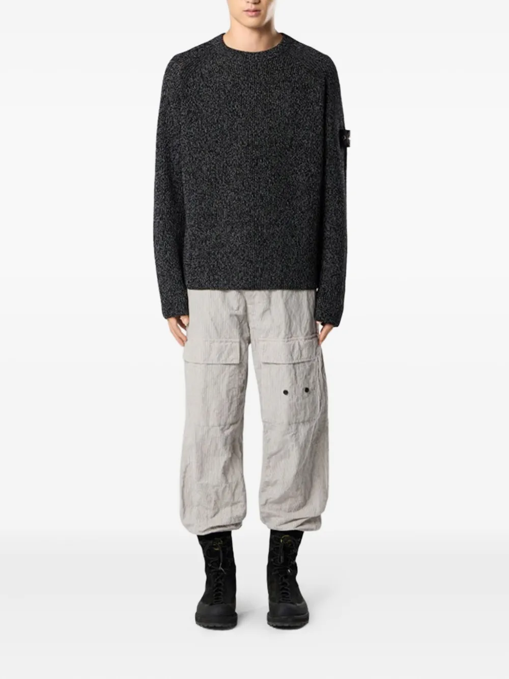 Stone Island Gebreide trui met badge - Grijs